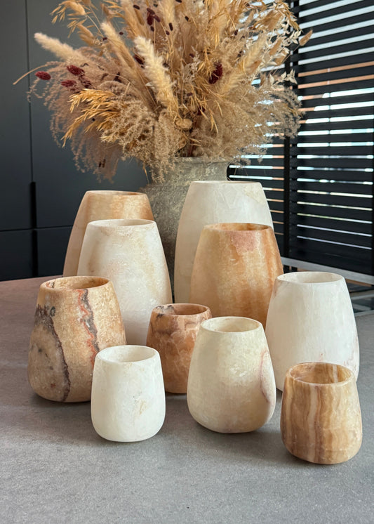 Alabaster waxinelichthouder druppel