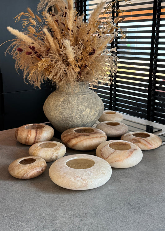 Alabaster waxinelichthouder frisbee